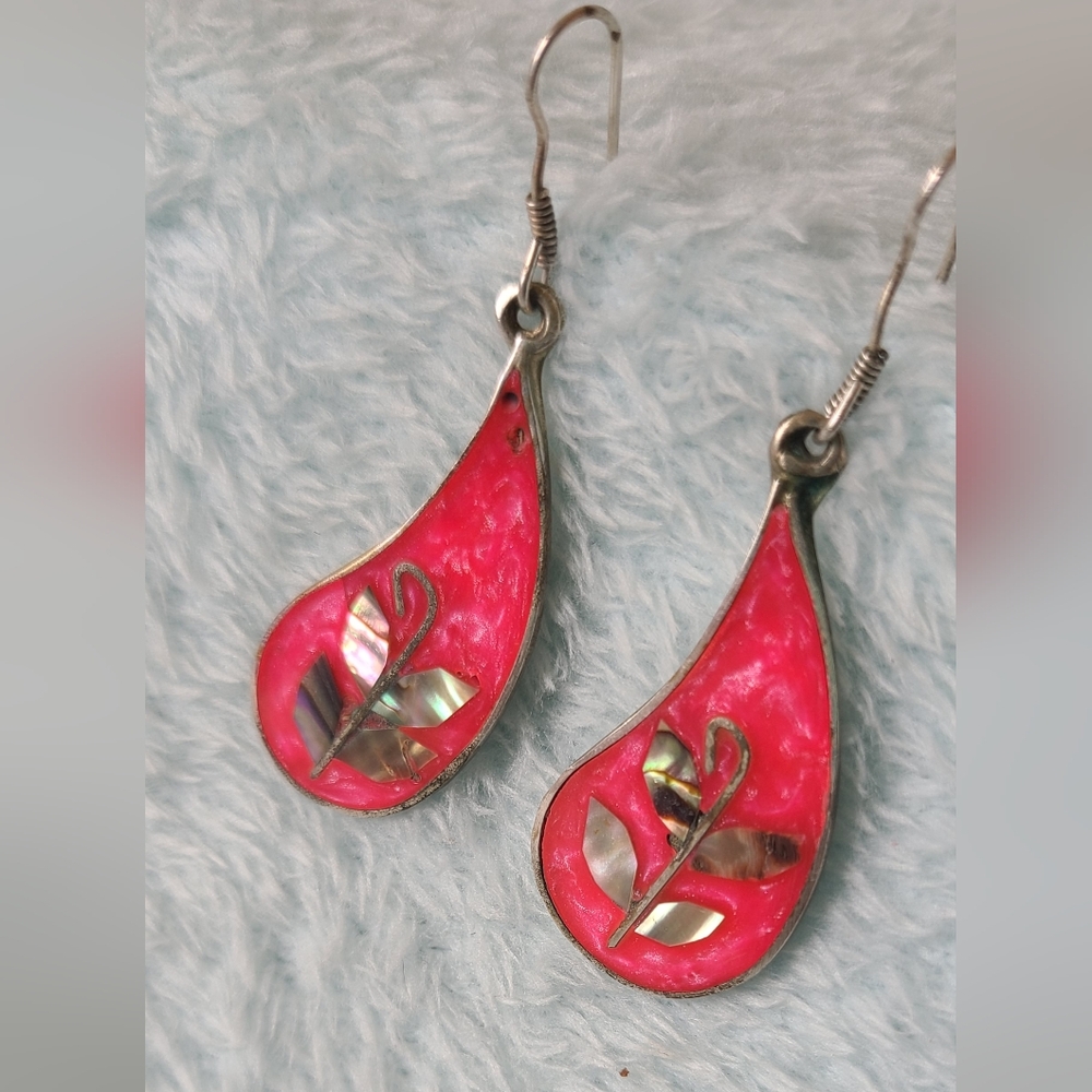 Vintage Alpaca Mexican Sterling Earrings
